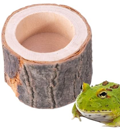 Sköldpaddstallrik, fodertallrik för reptiler, design i naturligt trä, akvarieprydnad och husdjurstillbehör geckos och ormar