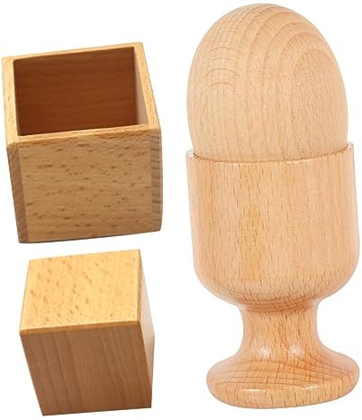 Toddmomy 2 Ensembles Jouet Œuf Bois Et Coquetier Jouet Boîte Et Bloc Carré Fille Œuf Et Coquetier