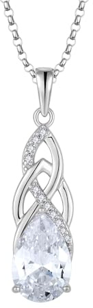 JO WISDOM Infinity Celtic Knot Necklace 925 Sterling Silver Birthstone Pendant with Chain Irish Jewellery for Women
