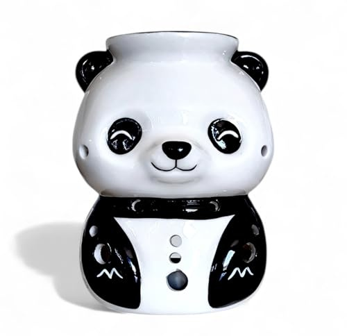 Brûle-Parfum Panda en Céramique Peinte à la Main – Diffuseur Huiles Essentielles, Cires ou Parfums – 12,5 cm – Ambiance Cocooning Zen – Objet Déco Mignon & Bien-Être