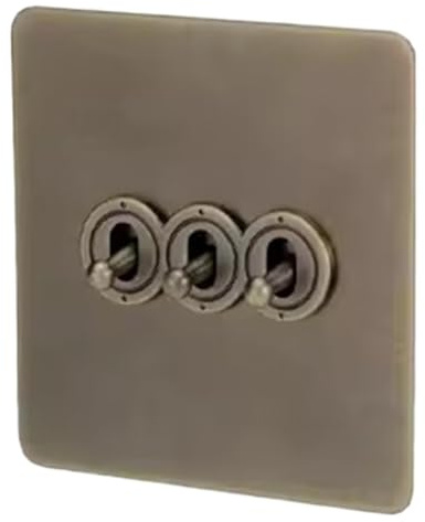 Jooehyer Interruptor de Palanca de 220 V, Enchufes e Interruptores de Bronce Vintage, Interruptores de Luz de Pared, Interruptor de Atenuación, Placa de de Corriente de Pared, D
