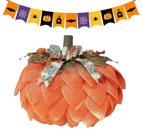 Corona di Halloween - Ghirlande di Zucca per Decorazioni Porta d'Ingresso | Addobbi Halloween per Casa Soggiorno Camera da Letto Parete
