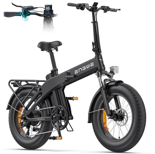 ENGWE EP-2 3.0 Boost Klappbares E-Bike, 48-V-Akku mit 13,5 Ah, Reichweite bis zu 120KM, Drehmoment 75 Nm, Hydraulische Bremsen, Reifen 20„ x 4,0“, 7-Gang-Schaltung, APP-Anbindung (Schwarz)
