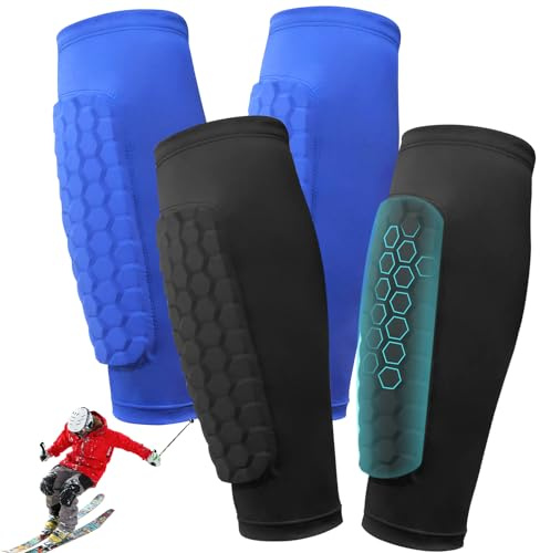 2 Paar Schienbeinschoner Kampfsport Ski Guards Socks MTB Muay Thai Skisocken mit Schienbeinschutz Shin Pad Sleeves Skiguard Kickboxen Kickbox Guard Kinder 5 6-13 Jahre Fußballschoner(S)