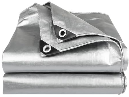 Generisch Plane Wasserdicht Heavy Duty wasserdichte Outdoor Silber Plane 2m 3.0m 4.0m 5.5m 6.5m 7.5m 8m 9m 10m Abdeckplane Frostbeständig, Schutzplane Abdeckfolie Poolplane Gartenmöbel(3x4.5m)