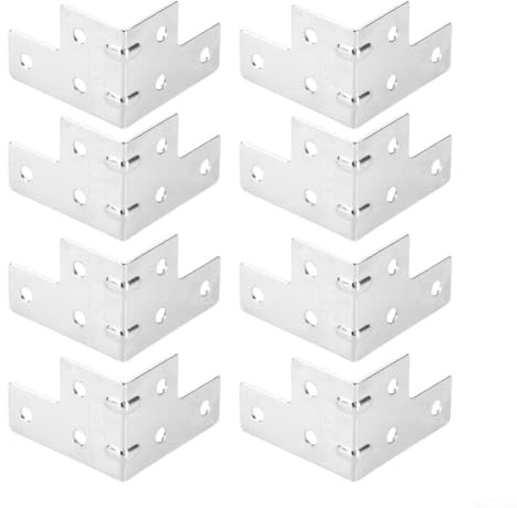 Niceminiwall 8 x Iron Right Angle Support Brackets for Flight Case Corner Protection, Box For Edge Cover For - 55x40mm, Silver, For Speaker Equipment,(Right angle code)