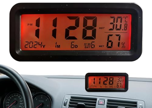 Relojosolar para coche - Reloj digital para salpicadero 16,5 x 11,5 x 3,2 cm, relojelectrónico recargable, consola de aparcamiento, guía, decoración interior | Accesorio para salpicadero automático