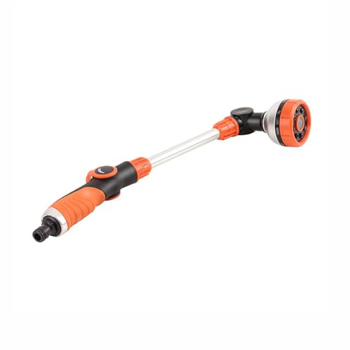 Bewässerungslanze, Spritzpistole für Gartenschlauch mit 8 verstellbaren Modi, 48 cm langem Griff, 180° drehbarer Düse, Für Hängende Körbe, Rasenbewässerung, Haustierpflege und Autowäsche