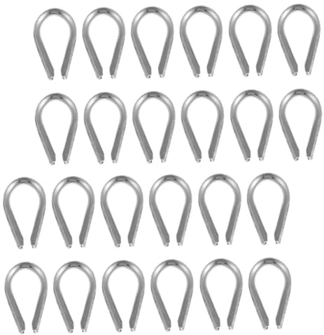 PLAFOPE Guardacabos de Acero Inoxidable 304 Anillos de Protección Triangular M6 Dedal de Cuerda para Crimpado de Cables Kit de 30 Piezas Uso Exterior y Eslingas de Cable Seguro