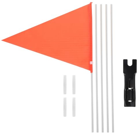 iplusmile Bike Flag Pole Kit for Bicycle Safety Orange 21.5x28.5cm Flag with White 0.6x38cm 5-section Pole White Connectors and Black Metal Base for Outdoor Riding