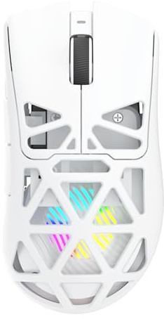 AULA SC620 Gaming Mouse Wireless,BT5.0/2.4G/USB-C Gamer Mice,PAW3311 Sensor,Up to 12000DPI,7 Programmable Buttons,67g Lightweight,400mAh Battery,RGB,Rechargeable Mouse for Laptop/PC/Mac (White)