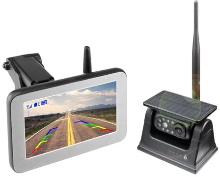Telecamera Backup Magnete Ad Energia Solare Telecamera Per Retromarcia Kit Wireless Per Monitor IPS A 5 Pollici 1 Minuto Fai Te Per Furgoni Rimorchio Camper Camion(Monitor add Camera)