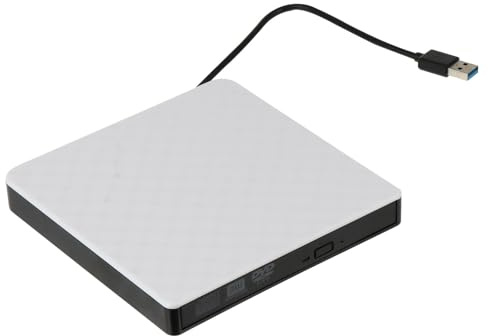 JECOMPRIS Masterizzatore Dvd Esterno USB 3.0 Ultra per Laptop e Desktop Funzione di Correzione Errori e Design Classico in Abs Bianco