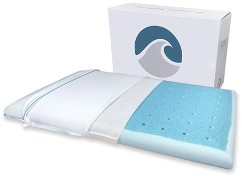 Bluewave Bedding Hyper Slim CarbonBlue Max Cool Gel Memory Foam Pillow for Stomach and Back Sleepers - Thin, Flat Design with Advanced Cooling (2.25-Inch Height, Standard Size)