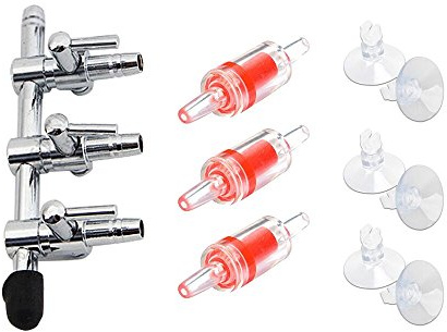BornFeel Aquarium Air Pump Splitter 10 in 1 Set 3-Way Air Flow Control Lever Valve & 3 Non-Return Check Valves & 6 Suction Cups for Fish Tank Airline Air Tube Hose