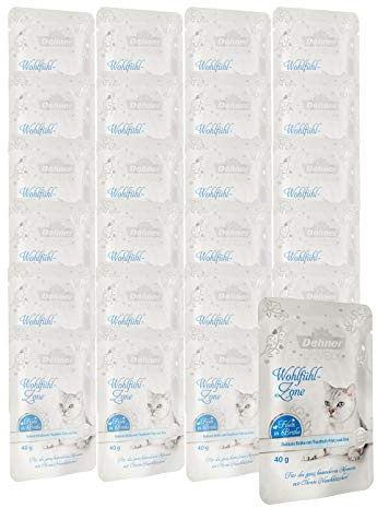 Dehner Premium Lovely Katzensnack, Leckerli glutenfrei, für ausgewachsene Katzen, Brühe mit Thunfisch, im Beutel, 24 x 40 g (960 g)