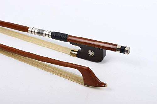 Yinfente Brazilwood Cello Bow 3/4 Natural Mongolian Horse Hair, Ebony Frog With Circle Inlay Handcrafted Well Balance