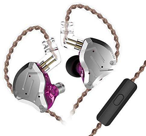 KZ ZS10 Pro In Ear Cuffie 4BA + 1DD Hybrid 10 unità Bass HiFi Auricolari Sport Auricolari con cancellazione del rumore (With mic, Purple)