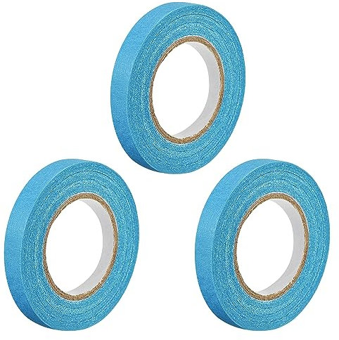 sourcing map 3Pcs 10mm 0,4 pouce Large 20m 21 Yards Masquage Ruban Peintres Ruban Rouleaux Clair Bleu
