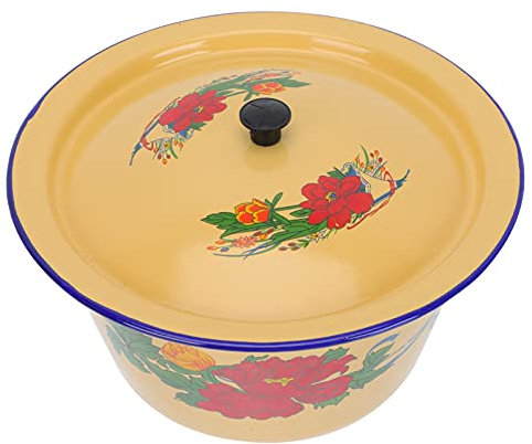 Holibanna 1stück Vintage Emaille Schüssel Mit Deckel Vielseitige Aufbewahrung Für Öl Schmalz Gemüse Suppen Geeignet Für Zuhause Restaurant Hotel Zufälliges Muster