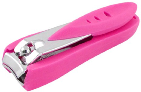 Ruilogod Cortadores de uñas de metal plana tijeras podadoras de la manicura de la astilla del tono fucsia