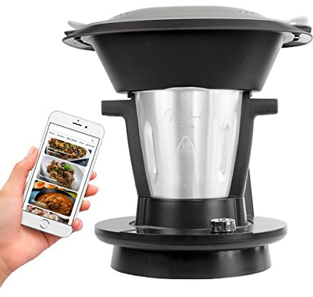 PRIXTON Robot de Cocina Multifunción My Foodie WiFi Pantalla táctil APP móvil con Recetario 1000 W 10 Velocidades Vaporera Doble