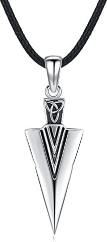 Aniu Pfeilspitze Halskette Herren Silber 925 Wikinger Pfeil Kette Keltischer Knoten Anhänger Kette Wikinger Pfeilspitze Schmuck für Männer Herren