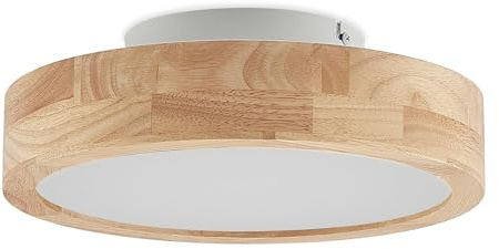 Lindby LED Deckenlampe Lanira dimmbar mit Leselampe (Modern) aus Holz (1 flammig,) - Deckenleuchte Lampe Wohnzimmerleuchte