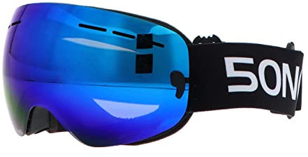 5ONE Alpine 2 - Kinder Skibrille mit Blaue Gläsern, Unisex Child Skibrille Snowboardbrille, 100% UV-Schutz Schneebrille, Antibeschlag Skibrille für Junioren im Alter von 7-14 Jahren