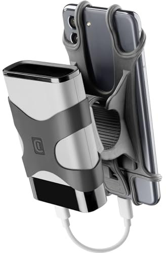 cellularline | Rider Power Bank | Halterung mit integriertem Band zum Befestigen der Powerbank am Lenker - Powerbank-Gurt bis zu 13X17 cm - Für Smartphones bis zu 6,7 Zoll - Schwarz