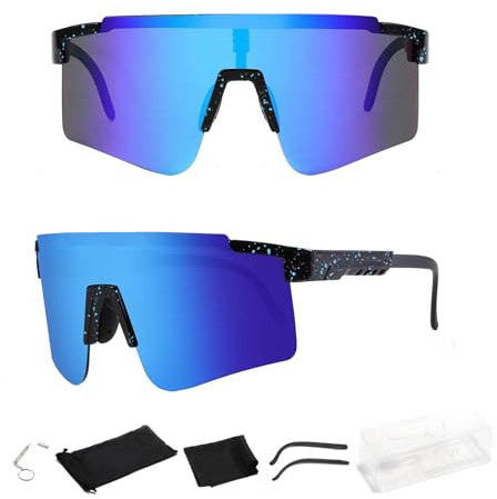 HNLMZ Sonnenbrille Fahrradbrille,Sportbrille für Herren Damen UV400 Schutz Windschutz Radsportbrille Sport Radfahren Schutzbrille für Outdoor-Sportarten, Autofahren, Wandern, Angeln, Laufen(Blau)