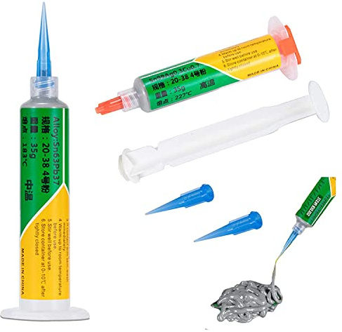 35g Syringe Tin Solder Paste Leaded Sn63pb37 Melting Point 183 ℃,Needle Tube Maintenance Solder Paste,for Electronics PCB Ic Cellphone CPU Led Repairing (1)