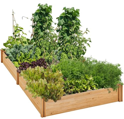 Yaheetech Carré Potager Surélevé Bac Potager en Bois Bac à Fleurs Légumes Plantes Potager Extérieur/Intérieur pour Jardin Cour Serre Terrasse 234,5 cm L x 120,5 cm l x 25,2 cm H Brun Clair