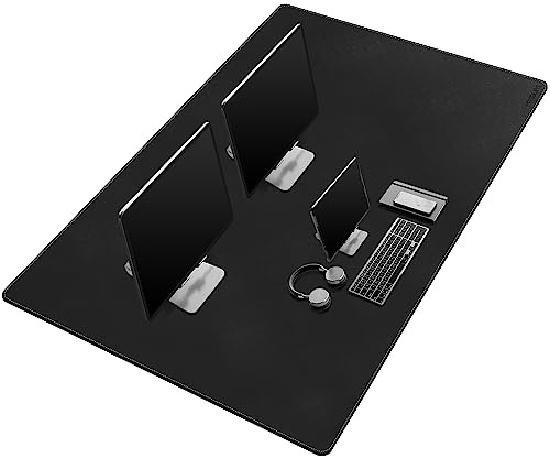 Mydours 140x70cm Doppelseitige PU-Leder Schreibtischunterlage in Schwarz, großzügige Fläche für Büro und Gaming, robuste und langlebige Qualität, leicht zu pflegen, perfekt für große Schreibtische