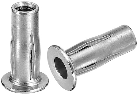 sourcing map 5pcs M5 Multi-Grip Rivet Écrous pour Construction Industriel | Plus Écrous, 304 Inox Acier, Pré-Bulbé Tige Plat Tête Fileté Insert Écrou