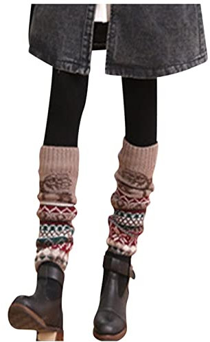 Damen Beinwärmer Gestrickt Beinstulpen Tanzen Strumpf Lange Beinwärmer Verdicken Beinstulpen Beinwärmer Warme Winter Bein Wärmer Stricken Beinstulpen Socken Stricken Stulpen für (Khaki, One Size)
