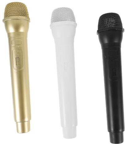 KONTONTY 3pezzi Microfono Realistico Simulazione Microfoni Per Festeggiamenti Ruolo Giocoso e Karaoke Microfoni Nero e Bianco Per e Adulti
