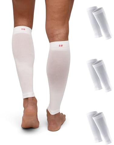 DANISH ENDURANCE Fasce a Compressione Graduata Uomo Donna, 21-26mmhg, Gambaletti Compressione, 1 o 3 Paia, Bianco, L