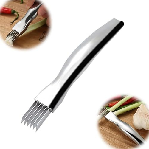Daffezon Julienne Cutter 2 in 1 Julienne Affettatrice Coltello per Cipolla Verde in Acciaio Inossidabile Utensile per affettare la Cucina Julienne Cutter per Verdure Cipolla Aglio