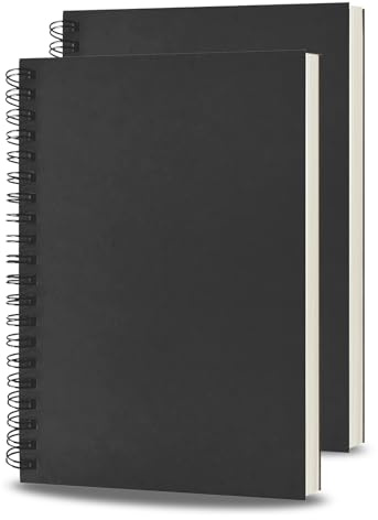 Yolistar 2 Pezzi A4 Quaderno a Spirale Vuoto,76 Pagine/38 Fogli,21×28.5cm Quaderni con Rilegatura a Spirale,Copertina in Carta Kraft,A4 Notebooks,per Appunti Ufficio Scuola
