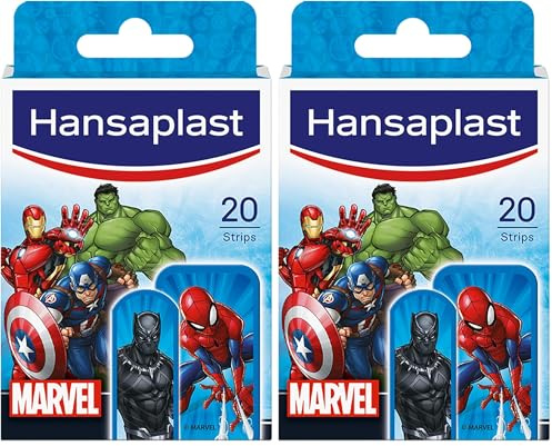 Hansaplast Cerotti MARVEL Con Spider-Man, Capitan America E Hulk - Delicati Sulla Pelle E Facili Da Rimuovere - 1 Confezione Da 40 Pezzi Assortiti