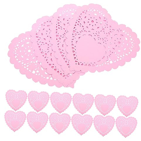 IMIKEYA Herzförmige Papierdeckchen 14 cm Tischsets Deckchen Valentinstagsdekoration Untersetzer Für Getränke