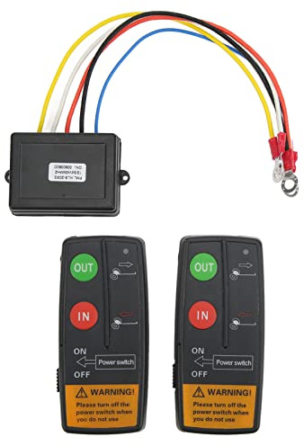 Wireless Winch Remote Control Kit, Universal 12V 24V Controller with 2 Remotes and Receiver, Visual Indicator Lights
