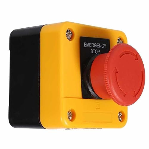 TECHZOCO Interruptor de Botón de Presión para Parada de Emergencia, Seta Pulsador Emergencia, Botón para Emergencia, Instalación orificio de apertura 22 mm, NO/NC DPST | 660V 10A