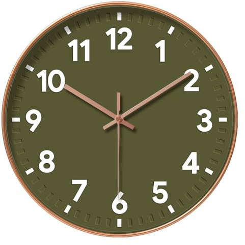 COMTEX Orologio da soggiorno minimalista e moderno verde oliva 30,5 cm orologio da camera da letto