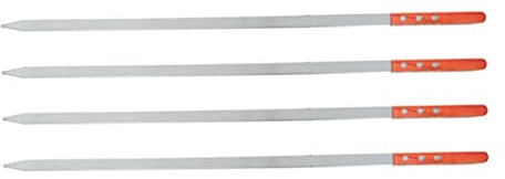 SEWOART 4 Pezzi del barbecue spiedo legno barbrcue marshmallow arrosto grigliare griglia per barbecue Spuntino in acciaio inossidabile fornitura barbecue manico in legno Brown