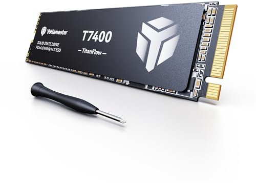 Yottamaster T7400 SSD 1TB M.2 PCIe Gen4x4 NVMe M.2 2280, fino a 7450MB/s di velocità di lettura/scrittura, 3D TLC NAND, SSD da gioco interno compatibile con PS5, PC e laptop.