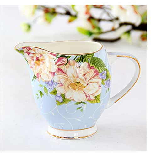Pichet à mousse de lait bleu de 300 ml en porcelaine anglaise de style européen Idéal pour le lait, le café, le thé, la maison élégante et le service de théière