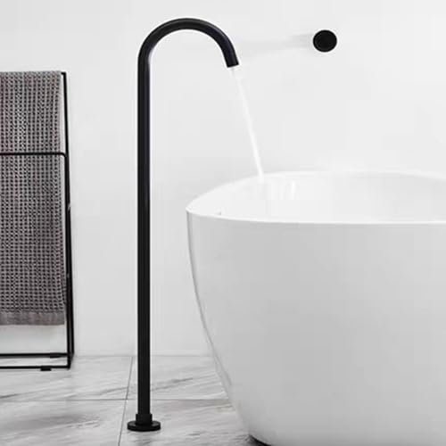 Freistehende Badewanne Armatur, Ein Loch 360°Rotation Einhebel Wannenarmatur Freistehend,Schwarz