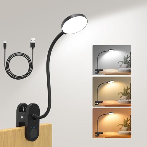 ZAPLIT 61 LED Lámpara de Lectura con Pinza – 【3 Modos & 10 Niveles】 2000mAh USB-C, 40cm Cuello Flexible, Luz para Cama, Escritorio y Camping